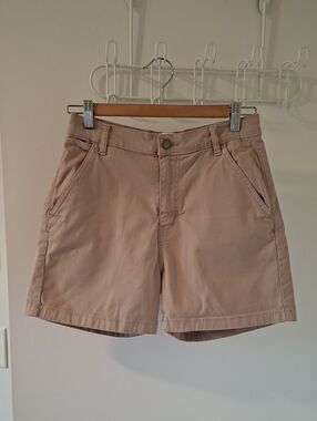 DU/ER Tan/Khaki Comfy Cotton/Tencel Patch Pocket Utility Shorts (Size US 27)